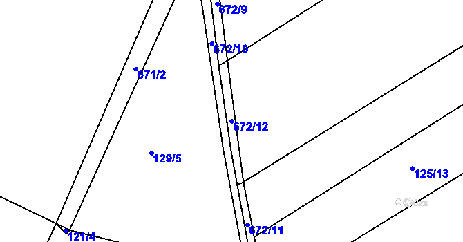 Parcela st. 672/12 v KÚ Křivice, Katastrální mapa