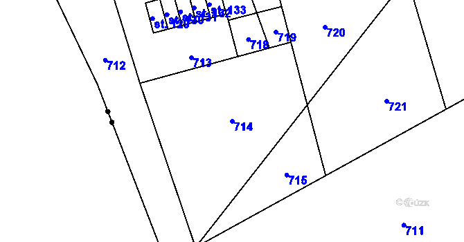 Parcela st. 714 v KÚ Křivice, Katastrální mapa