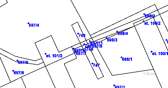 Parcela st. 746 v KÚ Křivice, Katastrální mapa