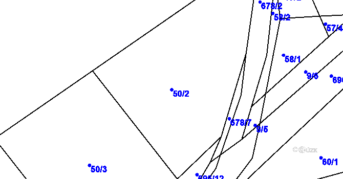 Parcela st. 50/2 v KÚ Křivice, Katastrální mapa
