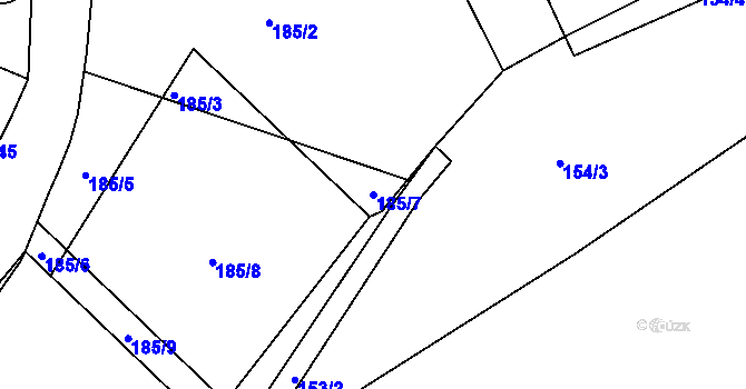 Parcela st. 185/7 v KÚ Křivice, Katastrální mapa