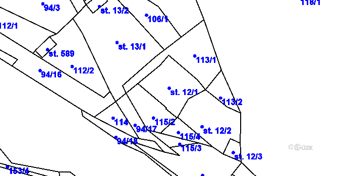 Parcela st. 12/1 v KÚ Křivoklát, Katastrální mapa