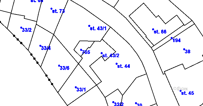 Parcela st. 43/2 v KÚ Křivoklát, Katastrální mapa