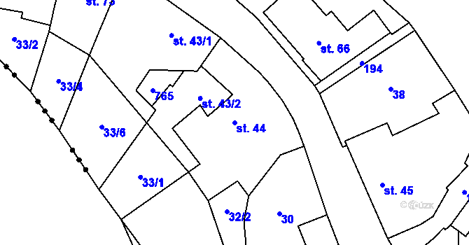 Parcela st. 44 v KÚ Křivoklát, Katastrální mapa