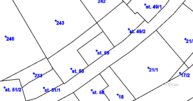 Parcela st. 59 v KÚ Křivoklát, Katastrální mapa