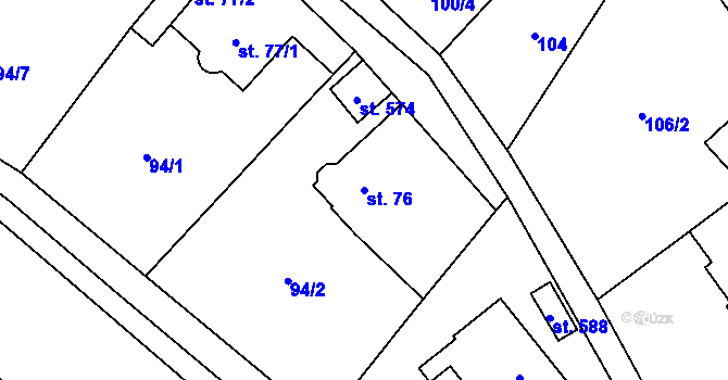 Parcela st. 76 v KÚ Křivoklát, Katastrální mapa