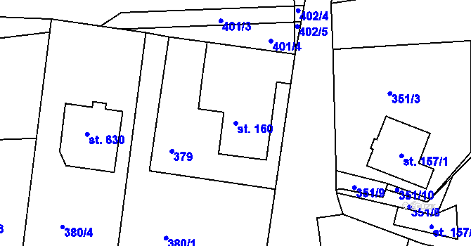 Parcela st. 160 v KÚ Křivoklát, Katastrální mapa