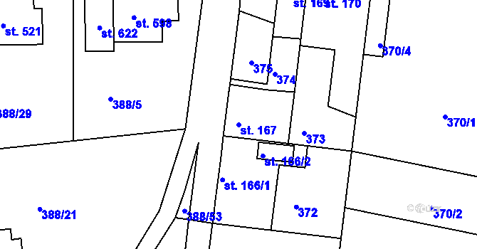 Parcela st. 167 v KÚ Křivoklát, Katastrální mapa