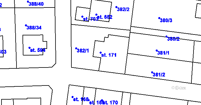 Parcela st. 171 v KÚ Křivoklát, Katastrální mapa