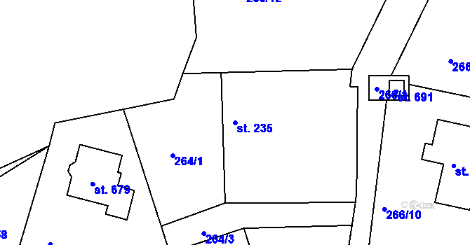 Parcela st. 235 v KÚ Křivoklát, Katastrální mapa