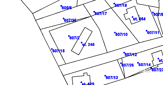Parcela st. 246 v KÚ Křivoklát, Katastrální mapa