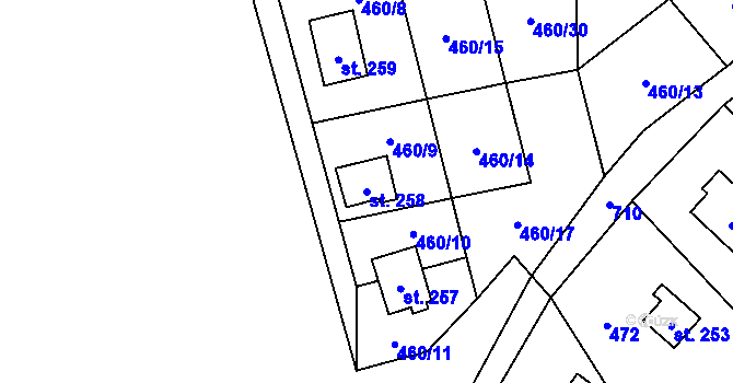 Parcela st. 258 v KÚ Křivoklát, Katastrální mapa