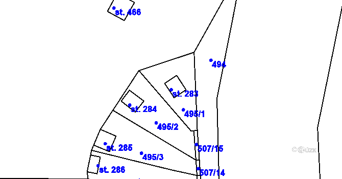 Parcela st. 283 v KÚ Křivoklát, Katastrální mapa