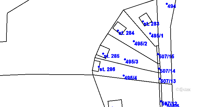 Parcela st. 285 v KÚ Křivoklát, Katastrální mapa