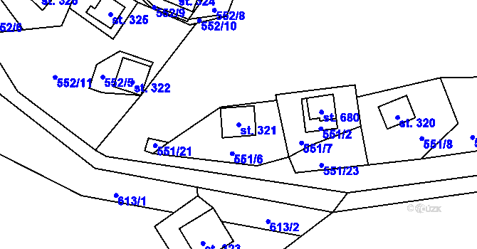 Parcela st. 321 v KÚ Křivoklát, Katastrální mapa