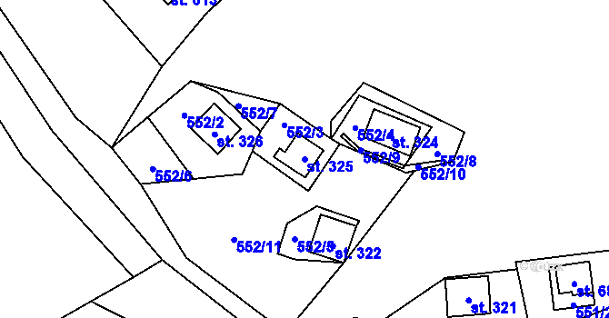 Parcela st. 325 v KÚ Křivoklát, Katastrální mapa