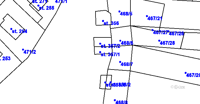 Parcela st. 357/1 v KÚ Křivoklát, Katastrální mapa