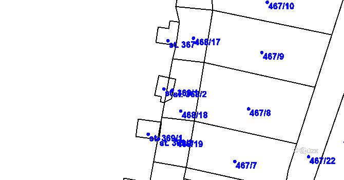 Parcela st. 368/2 v KÚ Křivoklát, Katastrální mapa