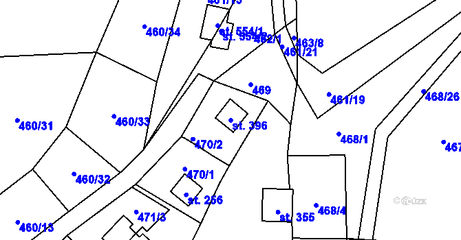 Parcela st. 396 v KÚ Křivoklát, Katastrální mapa