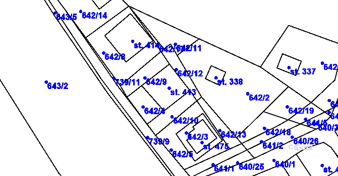 Parcela st. 413 v KÚ Křivoklát, Katastrální mapa