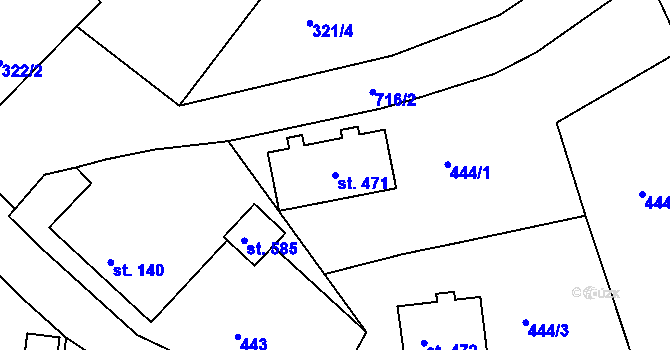 Parcela st. 471 v KÚ Křivoklát, Katastrální mapa