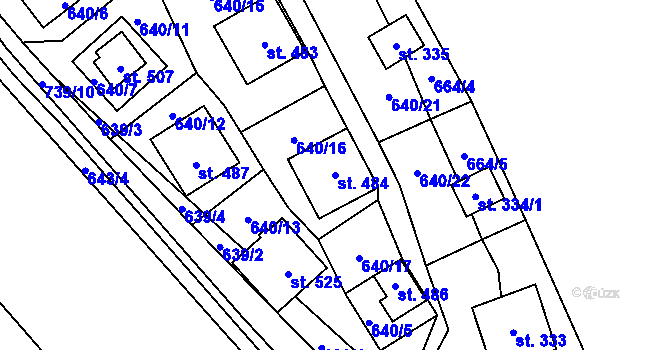 Parcela st. 484 v KÚ Křivoklát, Katastrální mapa