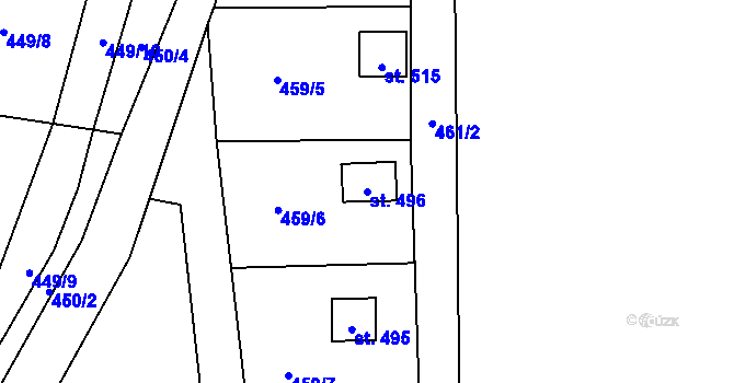 Parcela st. 496 v KÚ Křivoklát, Katastrální mapa