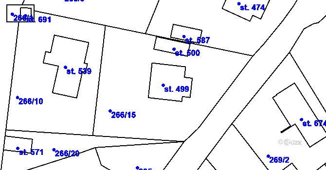Parcela st. 499 v KÚ Křivoklát, Katastrální mapa