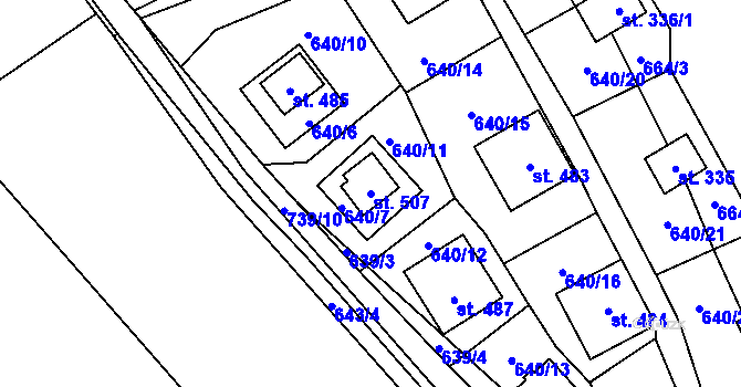 Parcela st. 507 v KÚ Křivoklát, Katastrální mapa