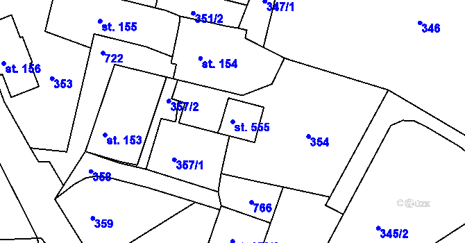 Parcela st. 555 v KÚ Křivoklát, Katastrální mapa