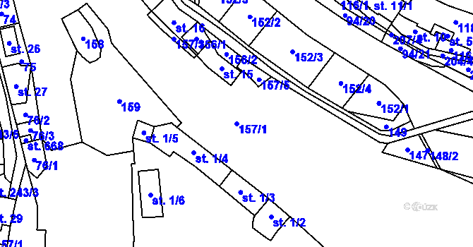 Parcela st. 157/1 v KÚ Křivoklát, Katastrální mapa