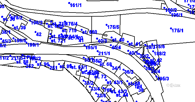 Parcela st. 211/1 v KÚ Křivoklát, Katastrální mapa