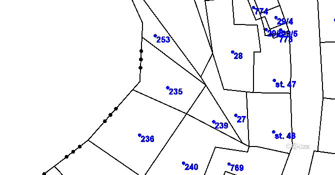 Parcela st. 235 v KÚ Křivoklát, Katastrální mapa