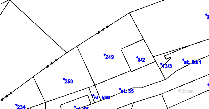 Parcela st. 249 v KÚ Křivoklát, Katastrální mapa
