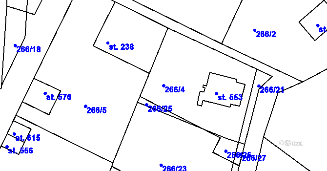 Parcela st. 266/4 v KÚ Křivoklát, Katastrální mapa