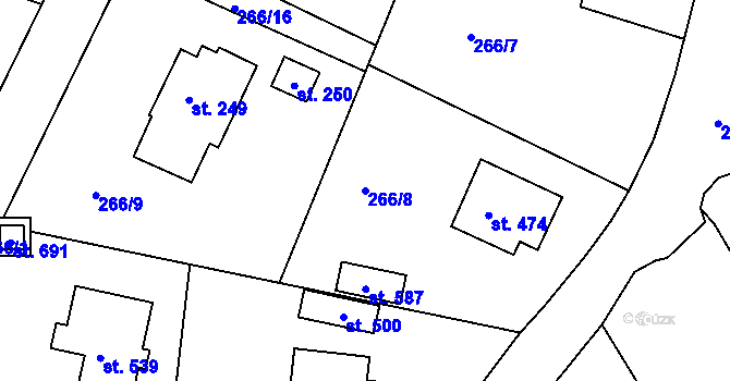 Parcela st. 266/8 v KÚ Křivoklát, Katastrální mapa
