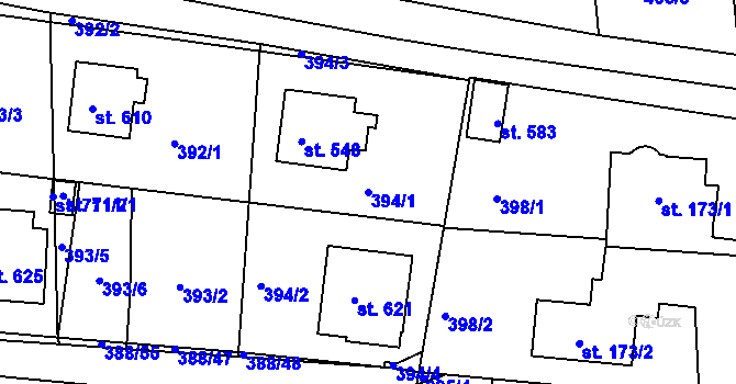Parcela st. 394/1 v KÚ Křivoklát, Katastrální mapa