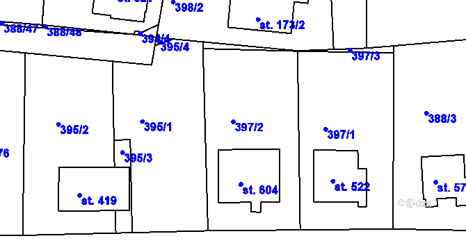 Parcela st. 397/2 v KÚ Křivoklát, Katastrální mapa