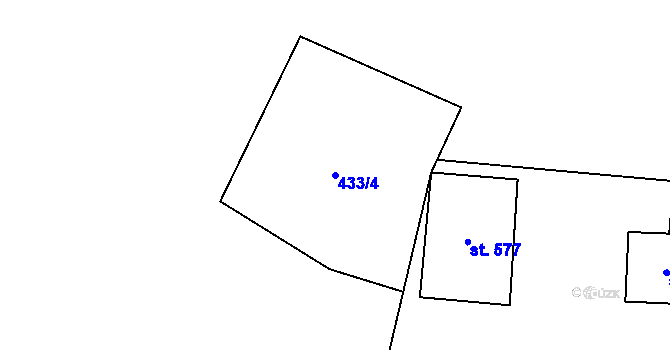 Parcela st. 433/4 v KÚ Křivoklát, Katastrální mapa