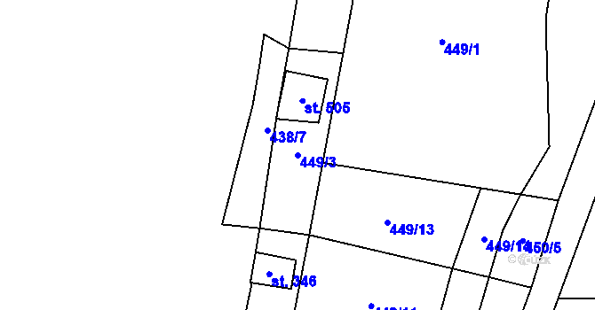 Parcela st. 449/3 v KÚ Křivoklát, Katastrální mapa