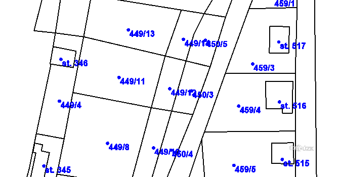 Parcela st. 449/12 v KÚ Křivoklát, Katastrální mapa