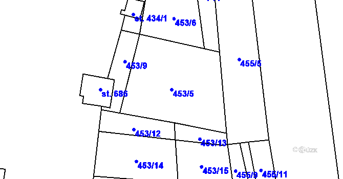 Parcela st. 453/5 v KÚ Křivoklát, Katastrální mapa