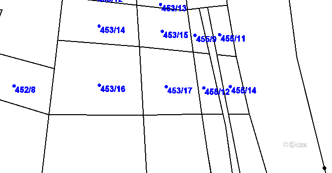 Parcela st. 453/17 v KÚ Křivoklát, Katastrální mapa