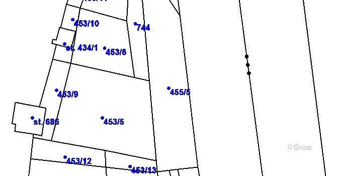 Parcela st. 455/5 v KÚ Křivoklát, Katastrální mapa