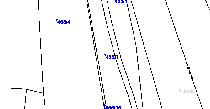 Parcela st. 455/7 v KÚ Křivoklát, Katastrální mapa