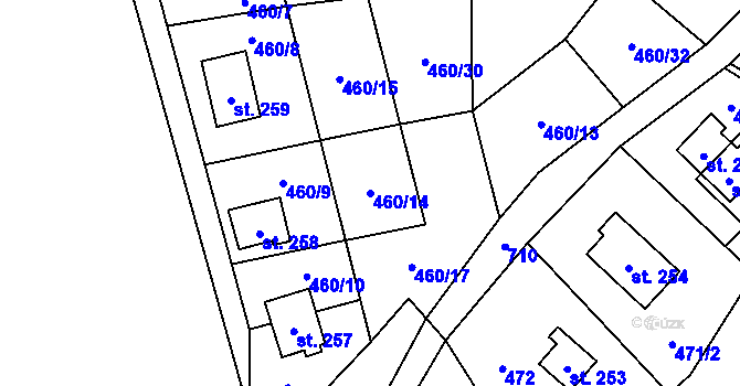 Parcela st. 460/14 v KÚ Křivoklát, Katastrální mapa