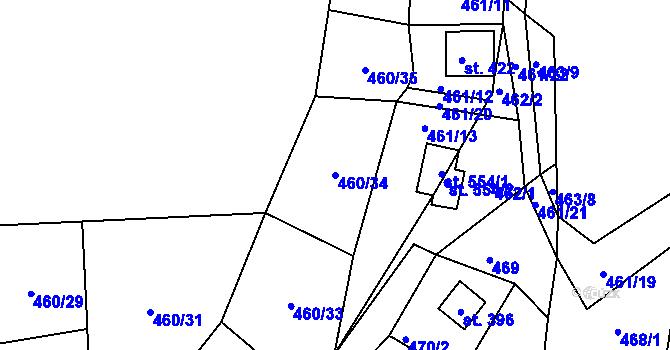 Parcela st. 460/34 v KÚ Křivoklát, Katastrální mapa