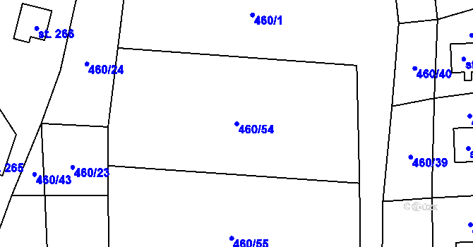 Parcela st. 460/54 v KÚ Křivoklát, Katastrální mapa