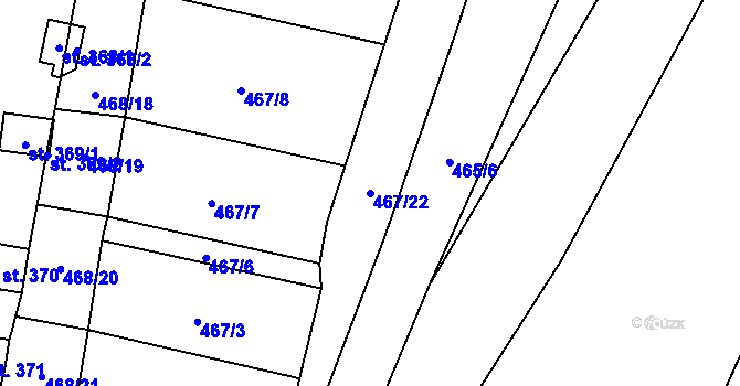 Parcela st. 467/22 v KÚ Křivoklát, Katastrální mapa