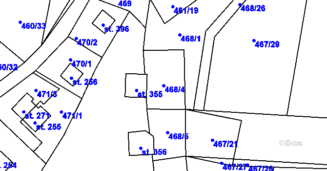 Parcela st. 468/4 v KÚ Křivoklát, Katastrální mapa